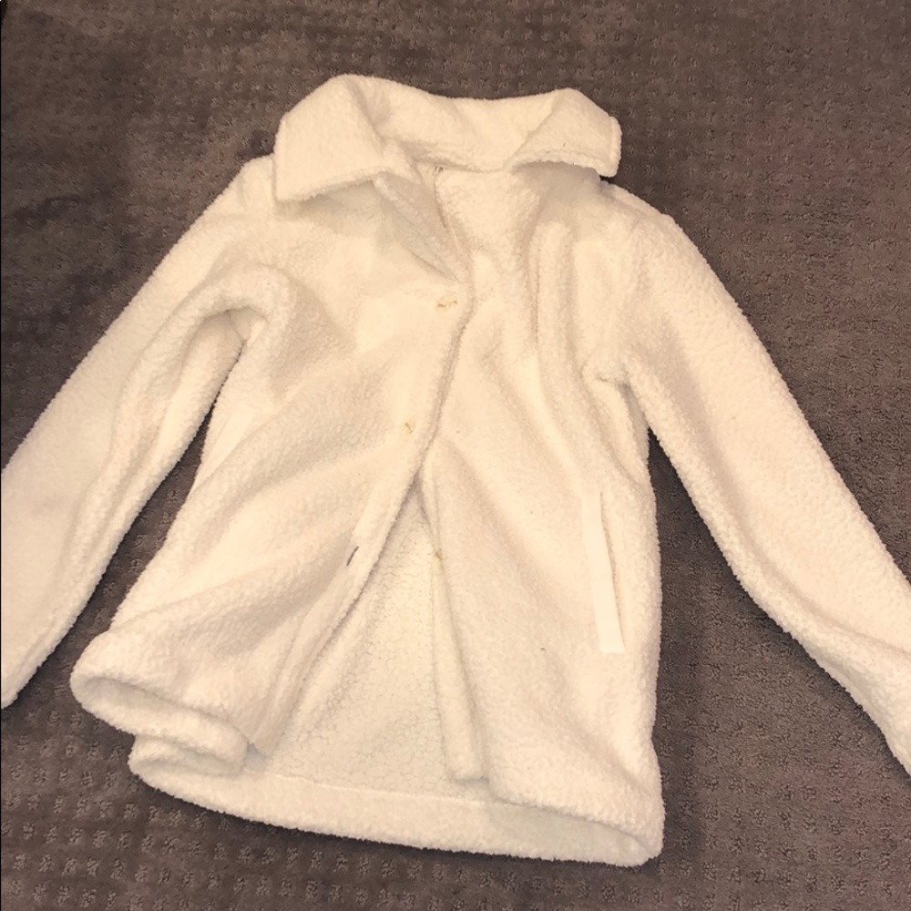 Fuzzy white coat